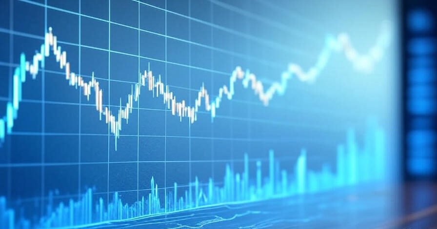Stock market chart with AI trends