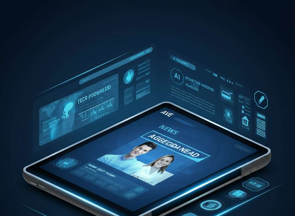 AI-powered content aggregation interface with curated news feed.