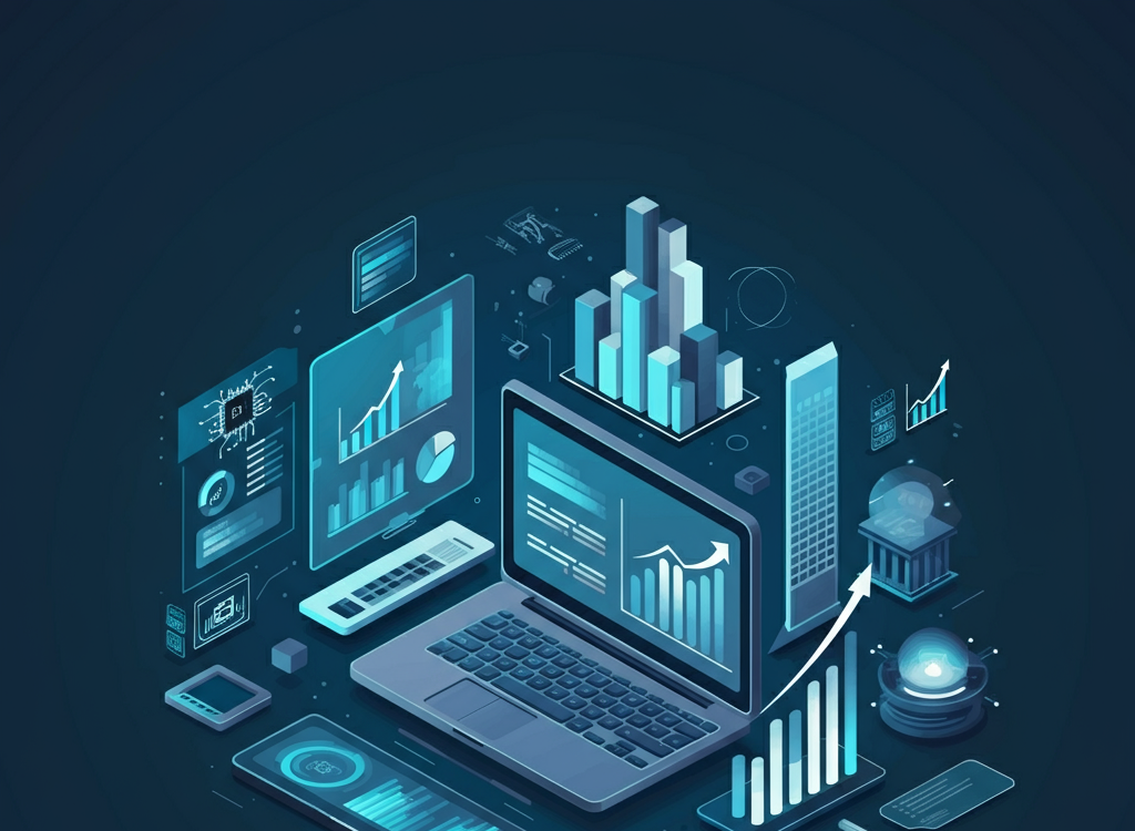 Futuristic depiction of AI-driven ERP systems enhancing business operations at Nusaker.