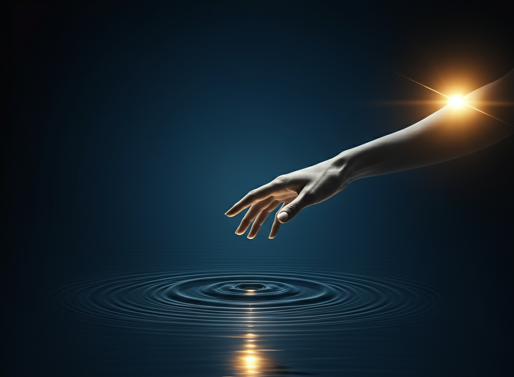 ipple effect and hand symbolizing the impact of actions.